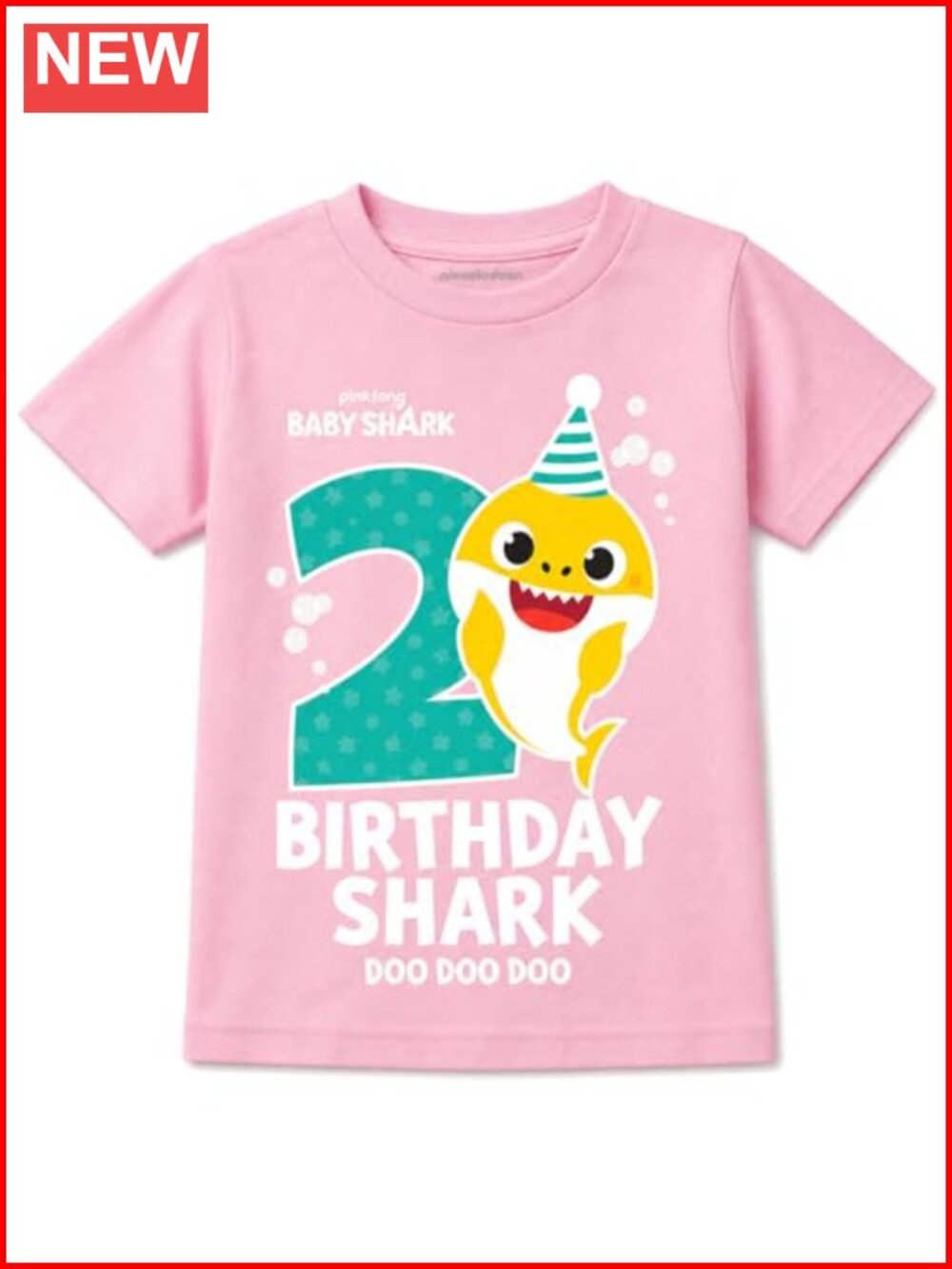 Toddler 2nd Birthday Shark Graphic Tee Short Sleeve Crew Neck